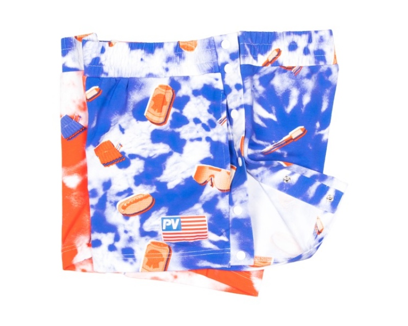 Pit Viper Firecracker Tear-Off Package Shorts Blå Orange Vita | WCL-813759