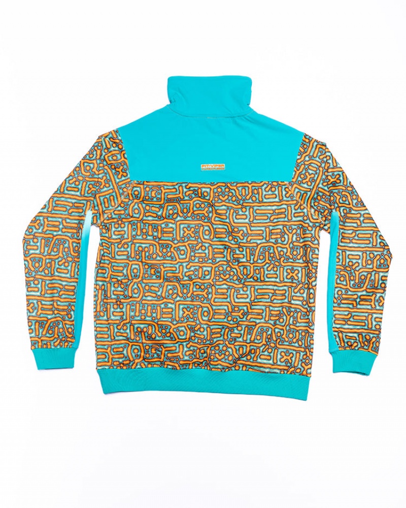 Pit Viper Turbo Fleece 1/3-Zip Pullover Sweatshirt Blå Orange | JYL-726153