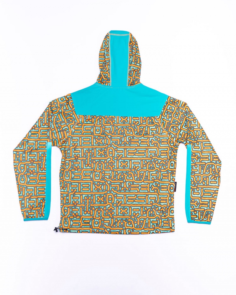 Pit Viper Turbo Fleece Full-Zip Hoodie Blå Orange | KLD-671540