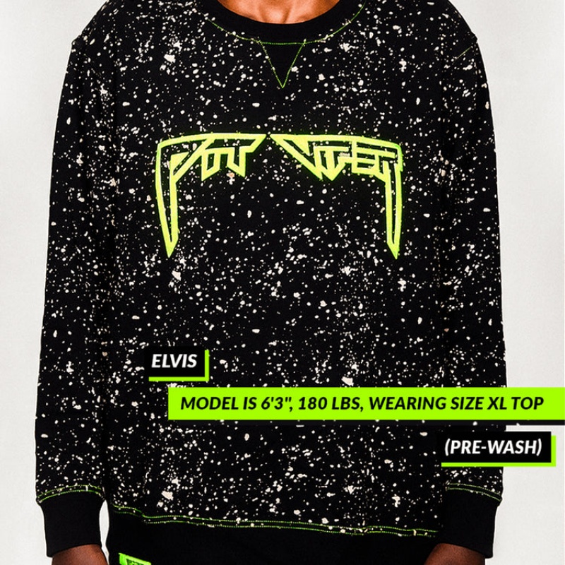 Pit Viper Underground Key Player Crewneck Sweatshirt Svarta Gröna | ELO-853916