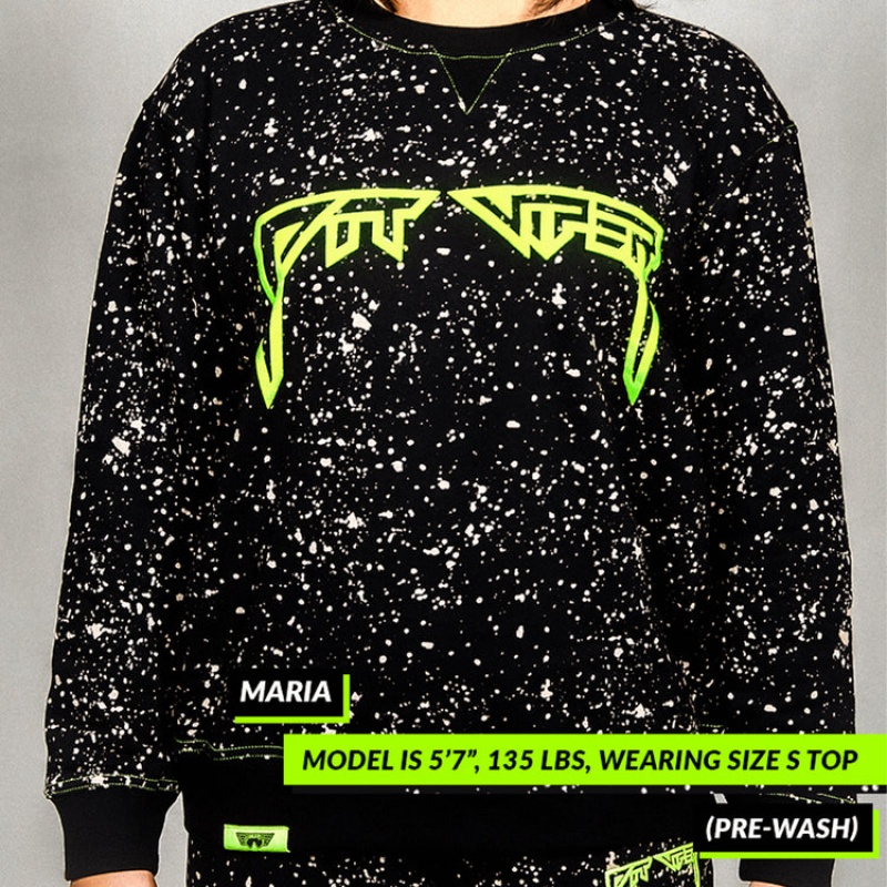 Pit Viper Underground Key Player Crewneck Sweatshirt Svarta Gröna | ELO-853916